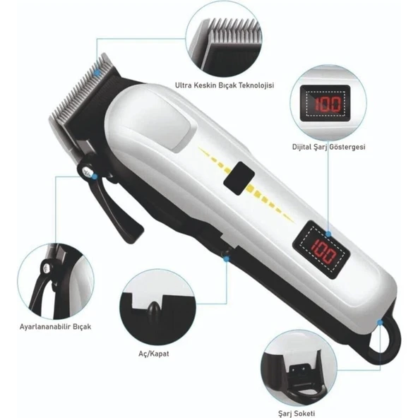 Gold Kama 6018/6008 Ultra Güçlü Pet Series Şarjlı Kablosuz Kedi Köpek Traş Makinesi Evcil Hayvan Tüy Kesme - 3