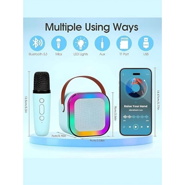 Teknoloji Gelsin K12 Kablosuz Bluetooth Hoparlör Karaoke Mikrofon 5 Ses Efektli Rgb Hd Stereo Ses Usb/Sd/Fm - Resim 3
