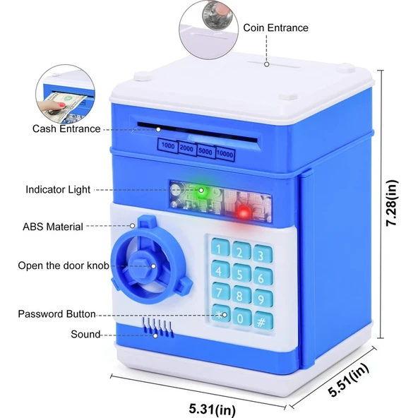 Mj Toys Elektronik Şifreli Kumbara Atm Görünümlü Hediyelik Finansal Yönetim Öğretici Kumbara Para Kasası - Resim 2