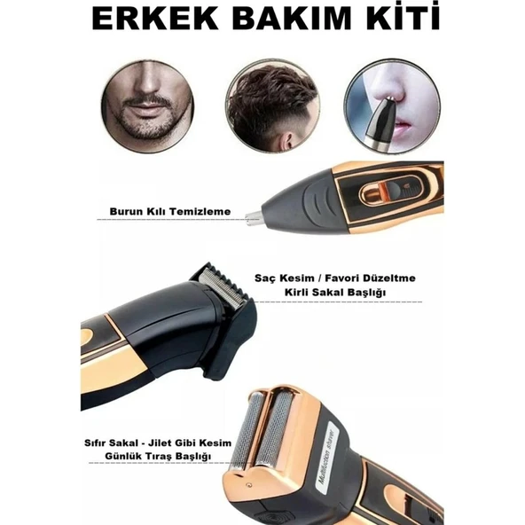 Ipone IP-2020 3 Başlıklı Saç Sakal Ense Özel Bölge Lazer Öncesi Tıraş Makinesi Profesyonellerin Tercihi - Resim 4