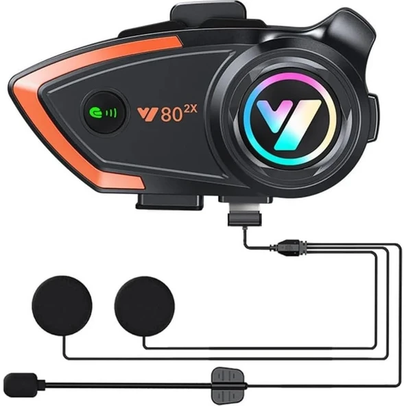 Store Motosiklet Intercom Kask Kulaklığı 2 Kişilik Bağlantı Rgb Işıklı Bluetooth Kulaklık Seti ürün görseli