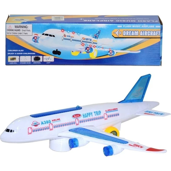 Can Oyuncak Işıklı Sesli ve Hareketli Airbus Uçak 20 cm ürün görseli 1