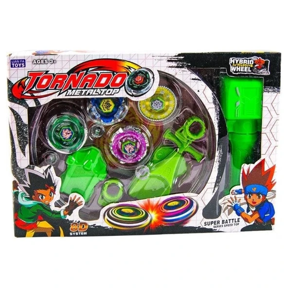 Lianfa Oyuncak Metal Beyblade Fırlatma Tabancalı 4lü Oyuncu Kiti Seti Çek Bırak Fırlat Oyuncak Topaç ürün görseli 1
