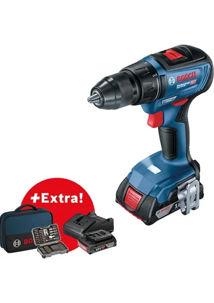 Bosch GSR 18V-50 Çift Akülü Vidalama Makinesi + 43 Parça Set
