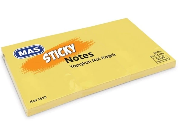 Mas Postit 35X51 Yapışkanlı Not Kağıdı 100 Sayfa 3 Lü Pastel Sarı - 2 adet - 1