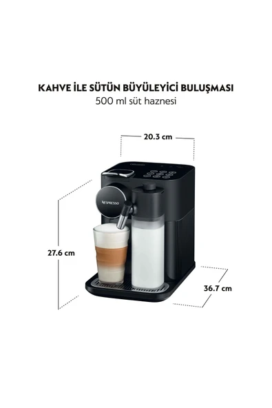 Nespresso F541 Gran Lattissima Siyah Kapsül Kahve Makinesi - Resim 3