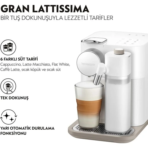 Nespresso F541 Gran Lattissima Beyaz Kapsül Kahve Makinesi - 2