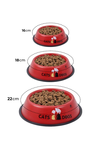 RENKli Metal Mama Kabı, Kedi Köpek Mama Su Kabı 18 cm - 4