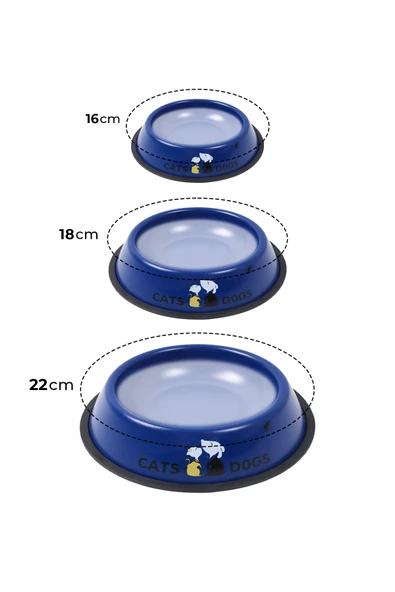 RENKli Metal Mama Kabı, Kedi Köpek Mama Su Kabı 18 cm - 8