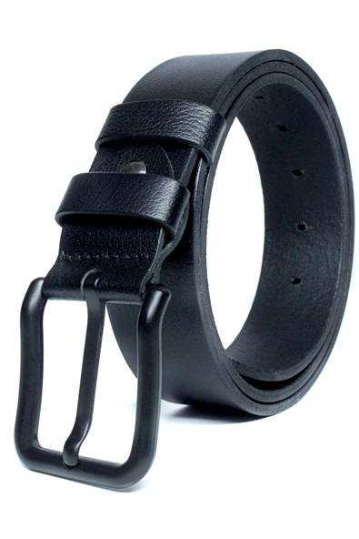Livize Hakiki Manda Derisi Siyah Tokalı Erkek Kemeri 4cm - 4