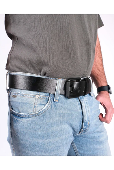 Livize Hakiki Tek Kat Manda Derisi Erkek Kot Kemeri 4,5 Cm - 8