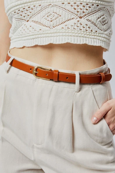 Livize Kadın Kahverengi Hakiki Deri Kadın Kemer En 2cm - 4