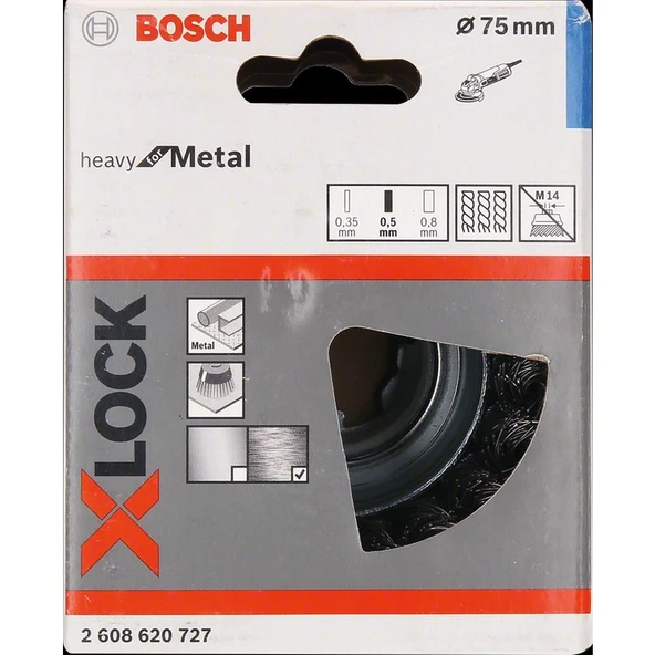 Strongart Bosch - X-Lock - Heavy Serisi Metal Için Burgulu Tel Fırça 75*0,5 mm - 2