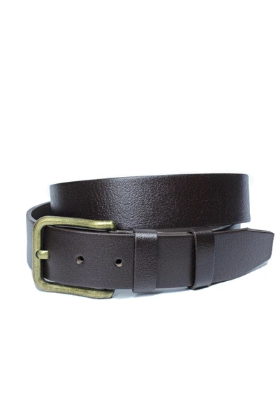 Livize Hakiki Manda Derisi Antik Sarı Tokalı Erkek Kemeri 4cm - 5