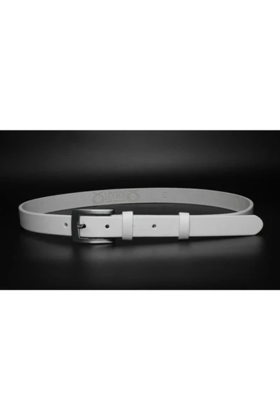 Livize Hakiki Deri Düz Gri Tokalı Kadın Kemeri 2,5cm Lacivert - 3