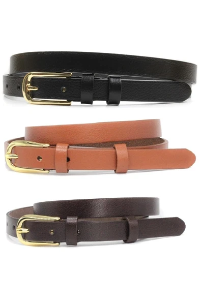 Livize Kadın Kahverengi Hakiki Deri Kadın Kemer En 2cm - 9