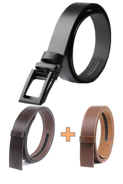 Livize Manda Derisi Otomatik Tokalı Deliksiz Erkek Kemeri- Otomatik Kemer - 8