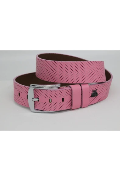 Livize Hakiki Deri Özel Erkek Kot Kemeri Pembe