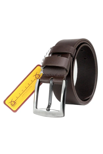 Livize %100 Manda Derisi Erkek Kot Kemeri 4,5 Cm Açık Kahverengi - 6