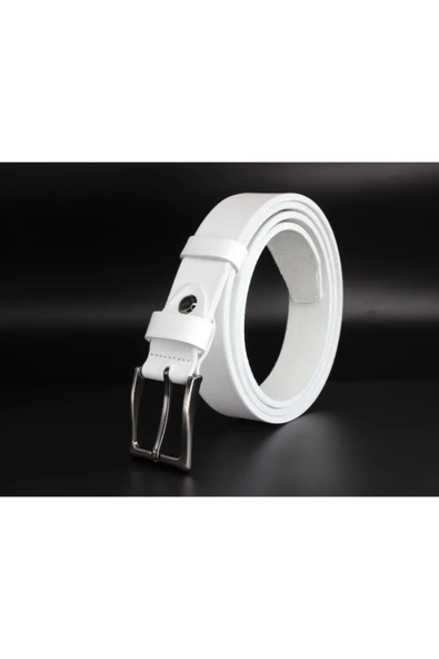 Livize Hakiki Deri Klasik Erkek Kemeri 3cm Beyaz