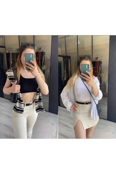 Livize Kadın Kahverengi Hakiki Deri Kadın Kemer En 2cm - 8