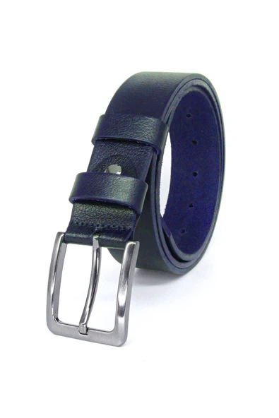 Livize Klasik Erkek Kemeri %100  Derisi 3,5 cm Tek Kat Lacivert