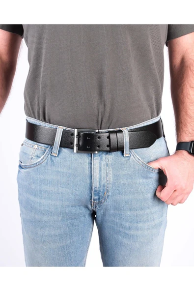 Livize %100 Deri Çift Dilli Erkek Kot Kemeri 4,5 cm - 8