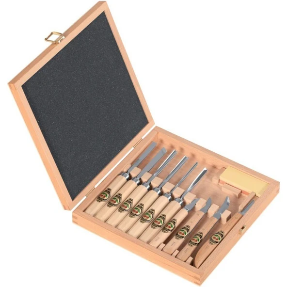 Oyma Seti 11 Parça Kirschen(Çift Kiraz) Model No 3441 Ahşap Saplı, Ahşap Kutulu