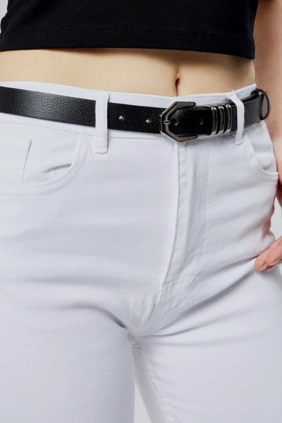 Livize Hakiki Deri 3 Köprülü Gümüş Toka Kadın Kemeri 2,5cm - 4