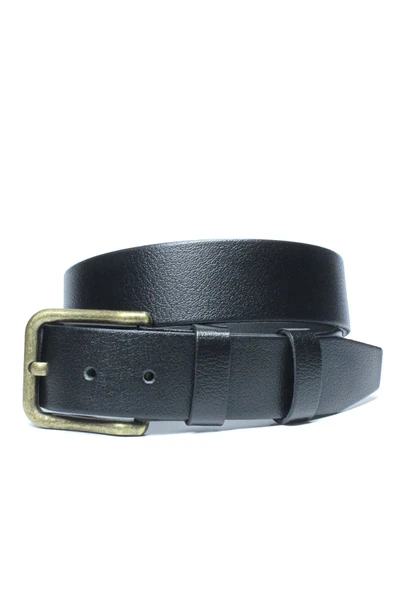 Livize Hakiki Manda Derisi Antik Sarı Tokalı Erkek Kemeri 4cm - 2