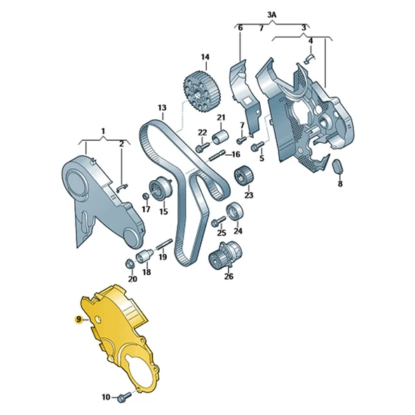 Audi A3 2009-2012 1.6TDi Motor Triger Alt Kapağı 03L109147B - 2