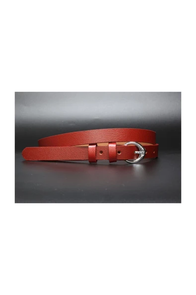 Livize 100% manda Hakiki Deri Kırmızı Kadın Kemeri 2cm Kırmızı Hakiki Deri