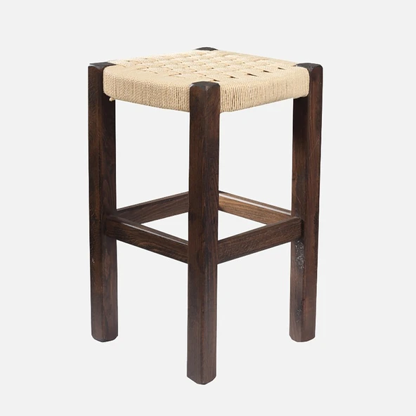 2mm Hasır Örgülü Tabure Ceviz Büyük 50 cm