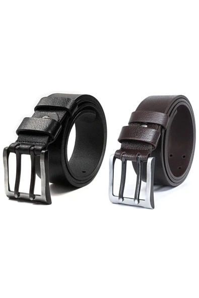 Livize %100 Deri Çift Dilli Erkek Kot Kemeri 4,5 cm - 7