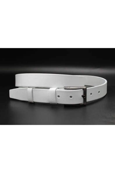 Livize Hakiki Deri Klasik Erkek Kemeri 3cm Beyaz - 2