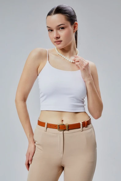 Livize Hakiki Deri Antik Sarı Tokalı Kadın Kemeri 2,5cm Lacivert - 4