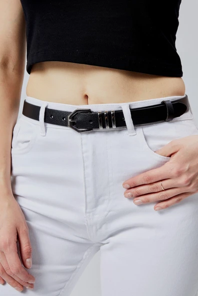 Livize Hakiki Deri 3 Köprülü Gümüş Toka Kadın Kemeri 2,5cm - 2