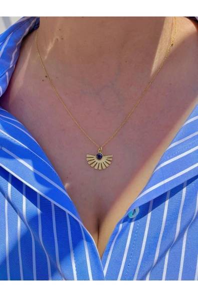 925 Gümüş | Doğum Ayı Taşlı Güneşin Gözü Kolye ürün görseli 1