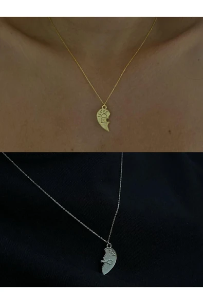 925s | Bir Kalbin 2 Yarısı Çift Kolyesi ürün görseli 1