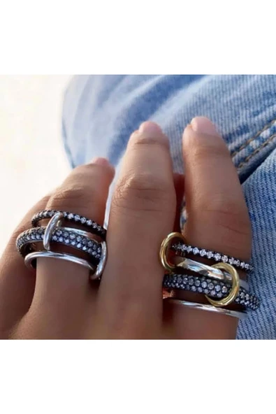 925 Ayar Çoklu Tarz Gümüş Yüzük ürün görseli 1