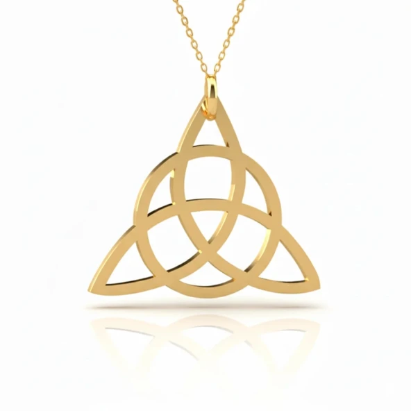 Triquetra Gümüş Kolye - Altın ürün görseli 1