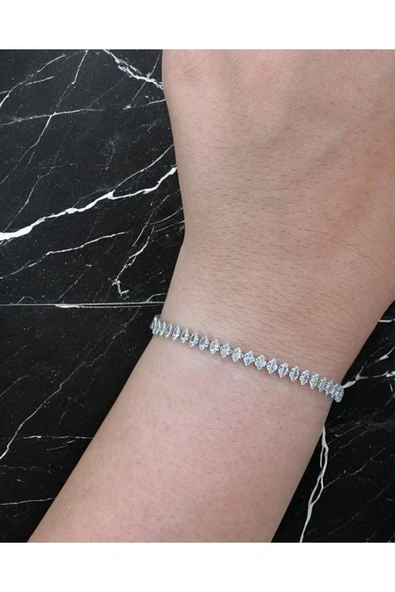 925s | Unisex Markiz Suyolu Bileklik - Resim 2