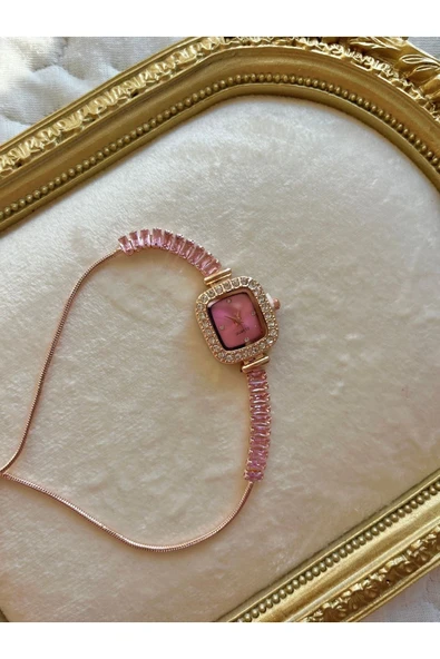 Pinterest Pembe Taşlı Saat - 2