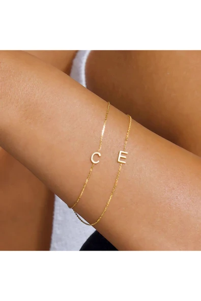 925 Gümüş | Mini Harf Bileklik ürün görseli 1