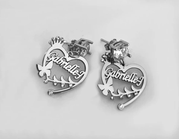 Taşlı Kalp Gümüş isimli Küpe - Resim 2