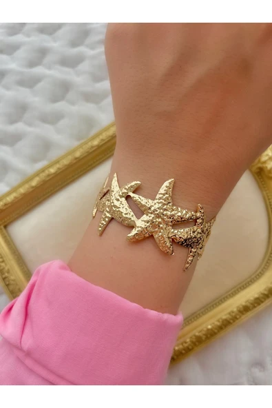Altın Kaplama Yıldız Ayarlanabilir Bilezik ürün görseli