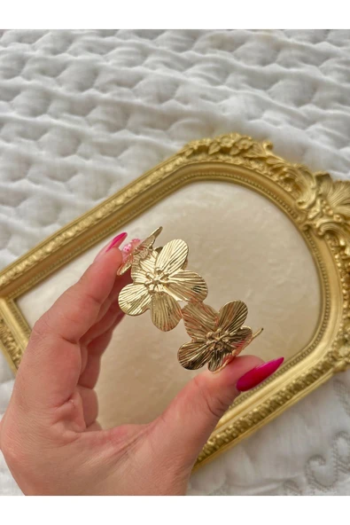 Altın Kaplama Flowers Bilezik - Resim 2