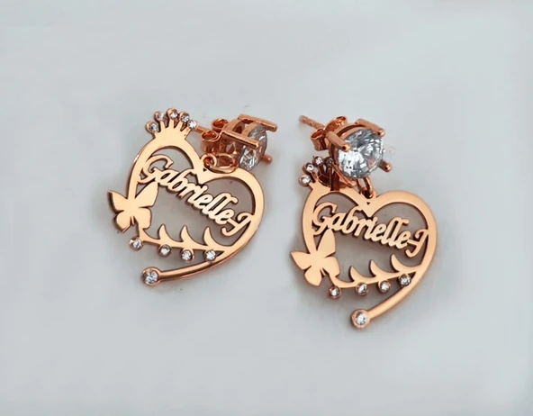 Taşlı Kalp Gümüş isimli Küpe - Resim 3