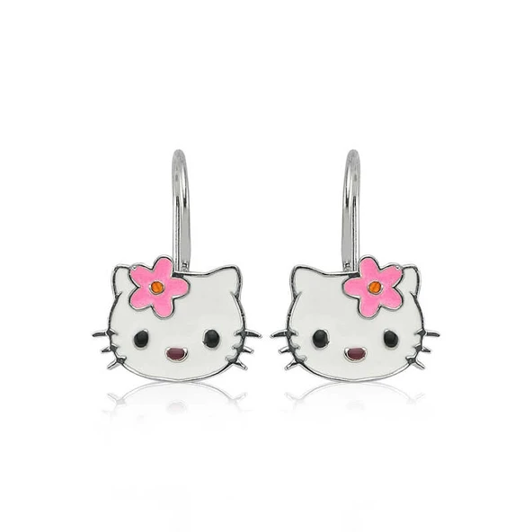 Gümüş Kedi Sallantılı Çocuk Küpe ürün görseli