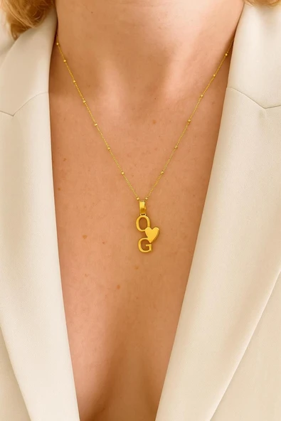 925s | İki Harfli Kalpli Kolye ( İstediğini Yazdır ) ürün görseli